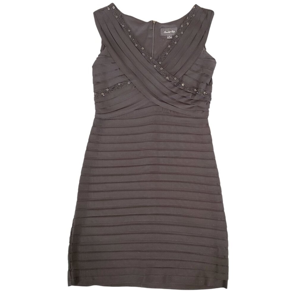 Black Sleeveless Beaded Cocktail Dress Size 12 Beaded Sequence Scarlett Nite